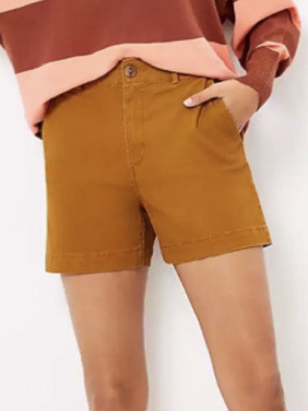 Loft Ann Taylor mustard tan yellow washed twill short size 14